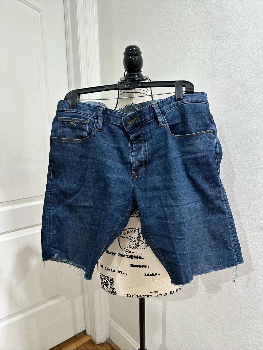 Emporio Armani Indigo Blue Denim Cutoff Shorts